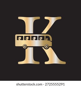 Initial Bus Reisen Logo kombinieren mit Buchstabe K Vektor Vorlage
