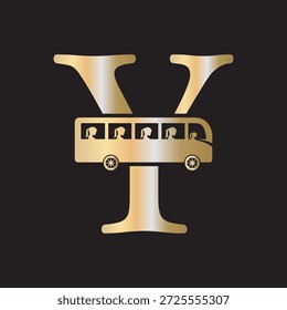 Initial Bus Reisen Logo kombinieren mit Buchstabe Y Vektorvorlage