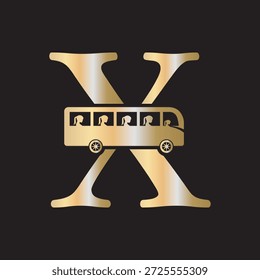 Logo Inicial Del Viaje En Autobús Combinado Con La Letra X Plantilla De Vector