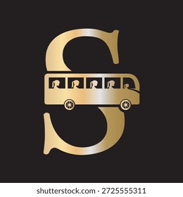 Initial Bus Travel Logo Combine With Letter S Vector Template