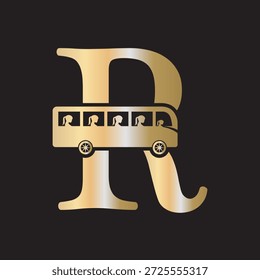 Initial Bus Travel Logo Combine With Letter R Vector Template