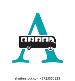 Logo Inicial De Viaje En Autobús Combinado Con Letra A Plantilla De Vector