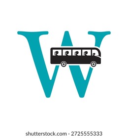 Initial Bus Reisen Logo kombinieren mit Buchstabe W Vektor Vorlage