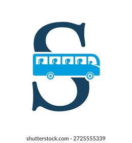 Initial Bus Travel Logo mit Letter S Vektor Vorlage kombinieren