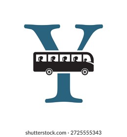 Initial Bus Reisen Logo kombinieren mit Buchstabe Y Vektorvorlage