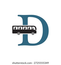 Logo Inicial Del Viaje En Autobús Combinado Con La Plantilla De Vector De La Letra D