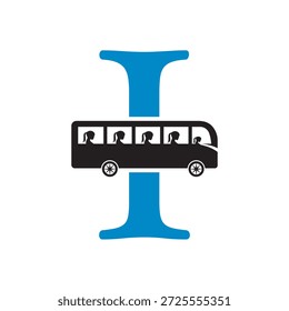 Logo Inicial De Viaje En Autobús Combinado Con Plantilla De Vector De Letra I