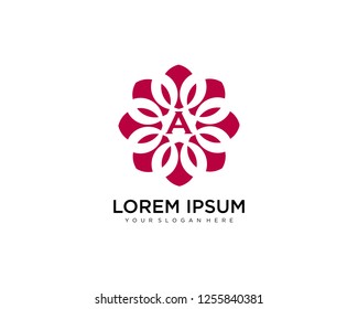 initial A business logo vector concept illustration. Colored ring with abstract shapes. Positive geometric sign in optimism style. Design element.