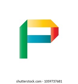 Initial business logo vector. Design p colorrful gradient on white background. Design print for company identity. Set 3