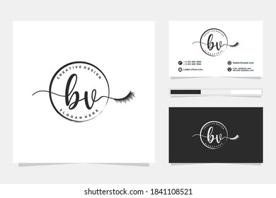 Initial BV Feminine logo collections and business card template Premium Vector
