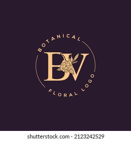 Initial BV letter luxury beauty flourishes ornament monogram logo