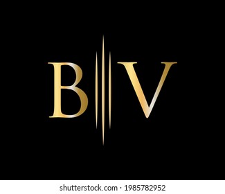 Logotipo inicial de BV, monograma de BV, diseño del logotipo de Carta BV