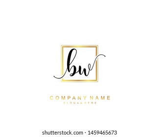 Initial BW beauty monogram and elegant logo design, handwriting logo of initial signature, wedding, fashion, floral and botanical with creative template.