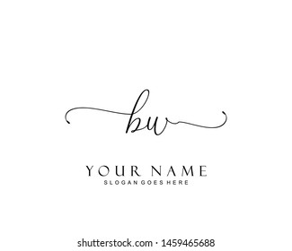 Initial BW beauty monogram and elegant logo design, handwriting logo of initial signature, wedding, fashion, floral and botanical with creative template.