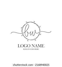 Initial BW beauty monogram and elegant logo design, handwriting logo of initial signature, wedding, fashion, floral and botanical with creative template.