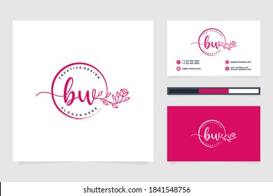 Colecciones iniciales del logotipo femenino de BW y plantilla de tarjeta profesional Premium Vector
