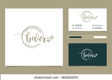 Initial BW Feminine logo collections and business card template Premium Vector

