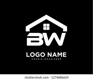 Initial BW home logo vector.