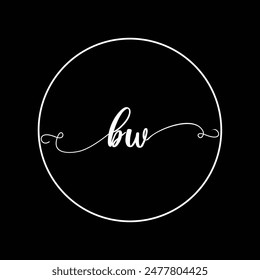 Initial BW letter handwriting monogram simple luxury
