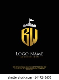 initial BW letter with shield style logo template vector