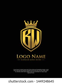 initial BW letter with shield style logo template vector