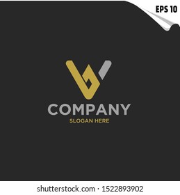 Initial BW Logo monogram design template. Simple flat shape style modern logo.