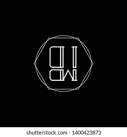Initial BW WB letter logo design in black background