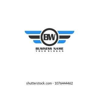 Initial BW wing logo template vector