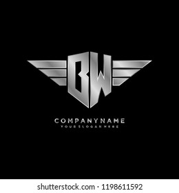 Initial BW wing logo template vector