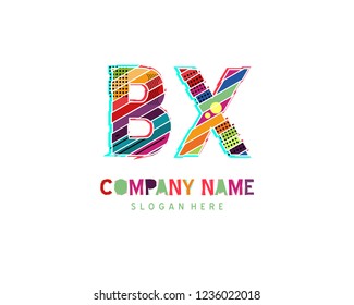 Initial BX Full color initial logo vector