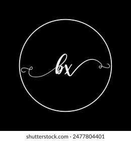 Initial BX letter handwriting monogram simple luxury