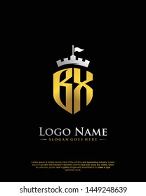 initial BX letter with shield style logo template vector