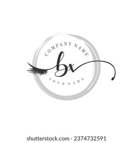 Initial BX monogram eye and eyelash handwriting