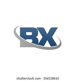 initial BX swoosh ring company logo blue gray