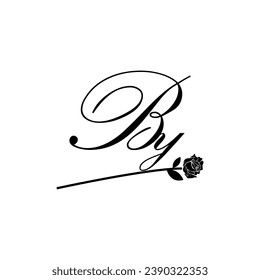 Initial BY handwriting flower typography ornament modern