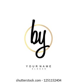 Initial BY handwriting logo vector