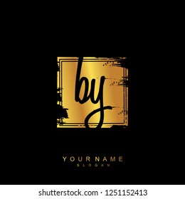 Initial BY handwriting logo vector