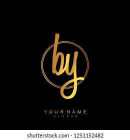 Initial BY handwriting logo vector