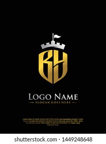 initial BY letter with shield style logo template vector
