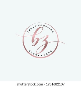 Initial BZ beauty monogram and elegant logo design, handwriting logo of initial signature, wedding, fashion, floral and botanical with creative template.