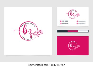 Initial BZ Feminine logo collections and business card template Premium Vector
