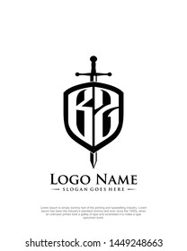 initial BZ letter with shield style logo template vector