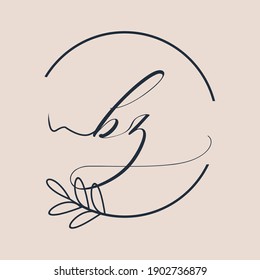 Initial BZ logo Handwriting floral and botanical vector