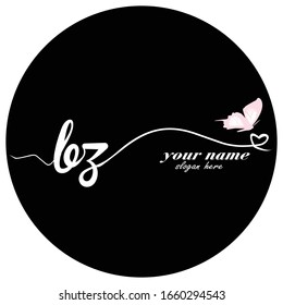 Initial BZ logo handwriting vector butterfly illustration	