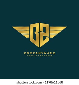 Initial BZ wing logo template vector