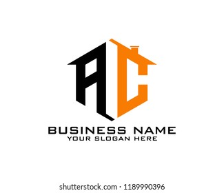 Initial A C abstract logo template vector