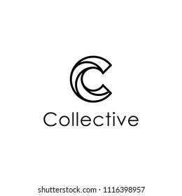 Initial C abstract logo uses the line art sign