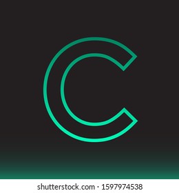 Initial C Abstract Minimal Premium Light Cyan Gradient Logo Icon Black Background Isolated