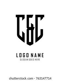 Initial C & C abstract shield logo template vector