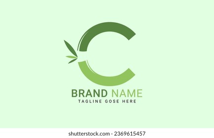 Initial C alphabet with bamboo leaf. eco-friendly logo concept. Letter C alphabet symbol for business and company identity